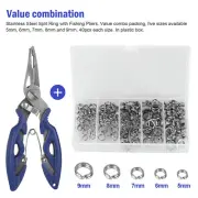 200Pcs Stainless 5 Size Fishing Split Rings Lures Tackle Set With Pliers
