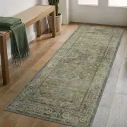 Runner Rug 2x5 Non Slip Machine Washable Vintage Hallway 2X5 Distressed Sage