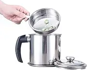 ZNZNANG Oil Strainer Pot，Grease Can ， 304 Stainless Steel Filter Oil Pot, Household Oil Filter Cup, Kitchen Oil Storage Tank Pot, Separating Oil Residue with Filter (1.8L/60oz)