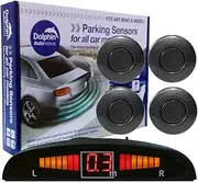 Dolphin Automotive Dps450 Reverse Parking Sensors in 32 Colours 4 Ultrasonic Radar Sensors Kit Audio & Display Alert System Matt & Gloss Black +30 More Colours (Iron Grey)