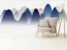 3D Landscape Painting Sun Blue Self-adhesive Removeable Wallpaper Wall Mural