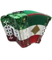 Rossetti 3412 34 Button 3 Switch 12 Bass GCF Sol Accordion - Red White Green