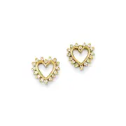 14k Yellow Gold VS Real Diamond heart Earrings