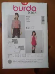 Burda Kids Pattern 9480 Girls Snap Front Skirts in 2 Styles Sz 4 - 14jun