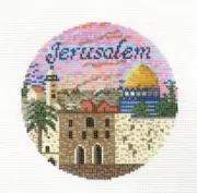 Needlepaint Jerusalem Travel Round Handpainted Needlepoint Canvas