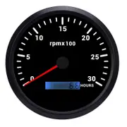 110mm 4-3/8in Tachometer 7 Color Backlight DC 9-32V 3000RPM Gauge with Hour Meter for Car Yacht RV Boat Truck Black Dial Black Bezel CXA003B