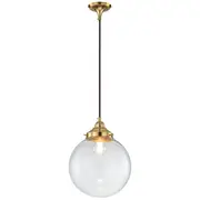 Clear Glass Period Lighting Cloth Cord Brass Pendants Lights Sphere Traditional