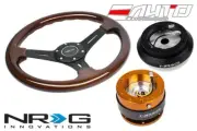 NRG 330mm BR Wood BK Spoke Steering Wheel 1.5" DP 130H Hub 2.0 Rose Gold Release (for: Honda)