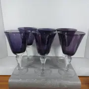 6 Artland Iris Plum 8" Water Goblets Wine Glasses Purple Amethyst