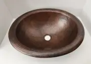 Hammered Copper Oval Lavatory Sink Fixture 18" x 15" Premier Copper Products