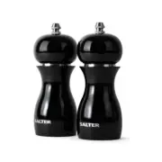 Salter - Black High Gloss Salt and Pepper Grinder 16.5cm Set