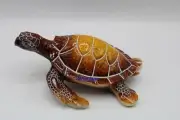 Red Sea Turtle Figurine Sculpted Back and Finish Coastal Decor Sea