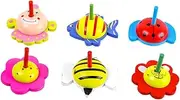 Wooden Gyroscopes Toys for Toddlers 6 Pcs Hand-Eye Coordination Cognition and Safe Random Style