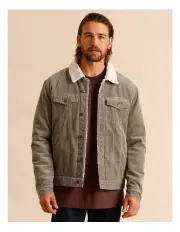 [Maddox] Kiruna Cord Sherpa Jacket in Khaki