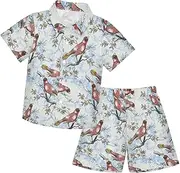 [Caihoyu] Little & Big Boy's Short Sleeve Button Down Shirt & Casual Shorts Set Baby Boy Clothes Infant Little Boy Gift