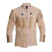 Native American Leather Fringe Cowboy Style Jacket, Southwest Indian Beaded Coat