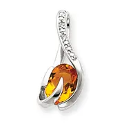 14k White Gold Citrine and Diamond Pendant