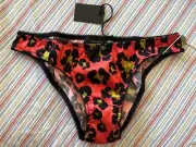 dsquared2 Silk Brief Leopard Red Fire/yellow/black Size 2 Made In Italy