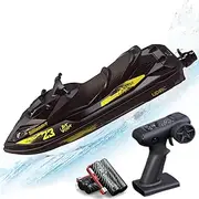 Ssccgym UDI R/C UDI023 Plus+ RC Racing Jet Boat Remote Controlled Watercraft Motorboat 25km/h with LED 7.4V 2000mAh 2-Battery for Boys Kids Beginners 8y+ on Lake Pool (Yellow)