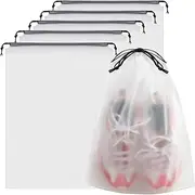 [DACUAN] Clear Shoe Bags for Travel, 5 Pack Large Drawstring Travel Shoe Bags for Packing, Waterproof Dustproof Portable Travel Shoe Storage Bag Travel Accessories for Travelling Suitcase (5)