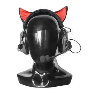 RST 紅星 - 通訊耳機用貓耳套 抗噪耳機貓耳朵 COS 迷彩貓耳 戰術耳機頭梁套 黑色 ... 19436