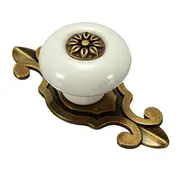 Ceramics Door Drawer Knob With Base Pull Handle 8 Styles WHITE COLOR