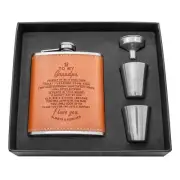 Personalized Flask Set Father's Day Gift For Grandpa - Engraved Hip Flasks Gi...
