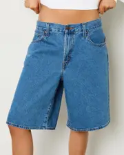 [Levi's] Levi's Women's Baggy Dad Jorts in Foolish Love Mid Blue Denim Size 28 28 Foolish Love Mid Blue Denim