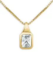 Aqua Emerald Cut Cubic Zirconia Pendant Necklace in 18K Gold Over Sterling Silver, 16-18 - Exclusive