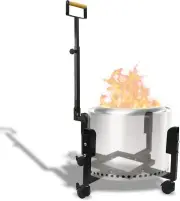 22" Firepit Trolley Stand with Telescopic Handle for 19.5" Smokeless Firepit