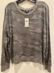 Splendid green camo long sleeve pull over top XL $128 NWT