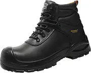 [SAFETY LOONG] Black Work Boots for Men Composite Toe Non Slip Comfortable Leather Safety Industrial Construction Boots