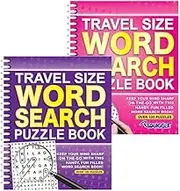 A5 Spiral Bound Travel Size Word Search Puzzle Books, Pink and Purple - Set of 2