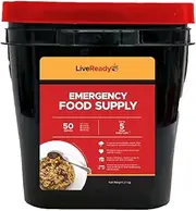 Emergency Food Supply by LiveReady. A 50 Serve survival food kit including 21 Meals, 15 Snacks & 14 Drinks. 5 Year Shelf Life