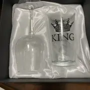 King And Queen Wine Beer Set Of Two Glassware Cups Glass DuVino Engagement Gift