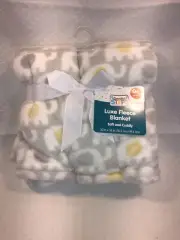 Baby Blanket Elephant Boy Girl Fleece Gray White Yellow Plush Lovey Swiggles NEW