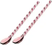 NOLITOY Elegant Spiral Pattern Glass Coffee Scoops 2pcs Large Serving Spoons Drinking and Stirring Spoons