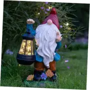 Solar Garden Statue Lights Gnome Figurine with Solar Lantern, Outdoor Garden