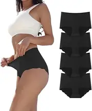 [Dumwis] Women's Underpants, Seamless Briefs, Underwear, Women, High Waist Panties, No Show Panties, Multipack, Pack of 4, Hipster Comfortable Without Marking, Seamless Briefs