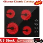 24in 6700W Electric Radiant Cooktop 4 Burner Ceramic Glass Stove Knob Control 1Y