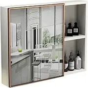 2 Tier Bathroom Mirror Cabinet, Wall Space, Aluminum Storage Locker, Hanging Mirror, Toilet Vanity Mirror Box, Mirrors