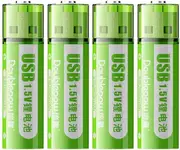 AA USB Rechargeable Batteries 1.5V Li-ion 1400mWh Fast Charging 1000 Cycles 4-Pack