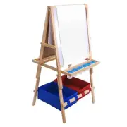 Children's Paint & Drawing Kids Art Activity Easel Paper Roll, Cups Storage Bins