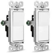 Paddle Rocker Wall Light Switch Single Pole On/Off 120V/277V/15A UL Listed 2Pack