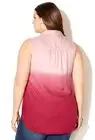Avenue Dip Dye Tie Front Sleeveless Blouse ~ Button Down Tank choose size/color