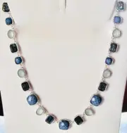 New Napier silver tone Shades of Blue faceted stone Necklace #11-8