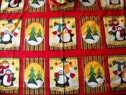 Fabric Material Quilt Craft 2 Yards Snowmen and Penguins New Flat Quarters