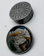 Signed Torino Vintage New Pewter Enamel Pin Necklace Earrings Bridge Box Set