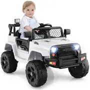 Babyjoy 12V Kids Ride On Truck Electric Toys Vehicle Battery Powered Remote Car w/Light White