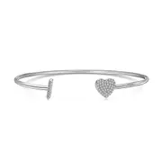 ANYCO Bracelet Silver Heart Shaped Stone With I Initial Charm Bangle Accessories